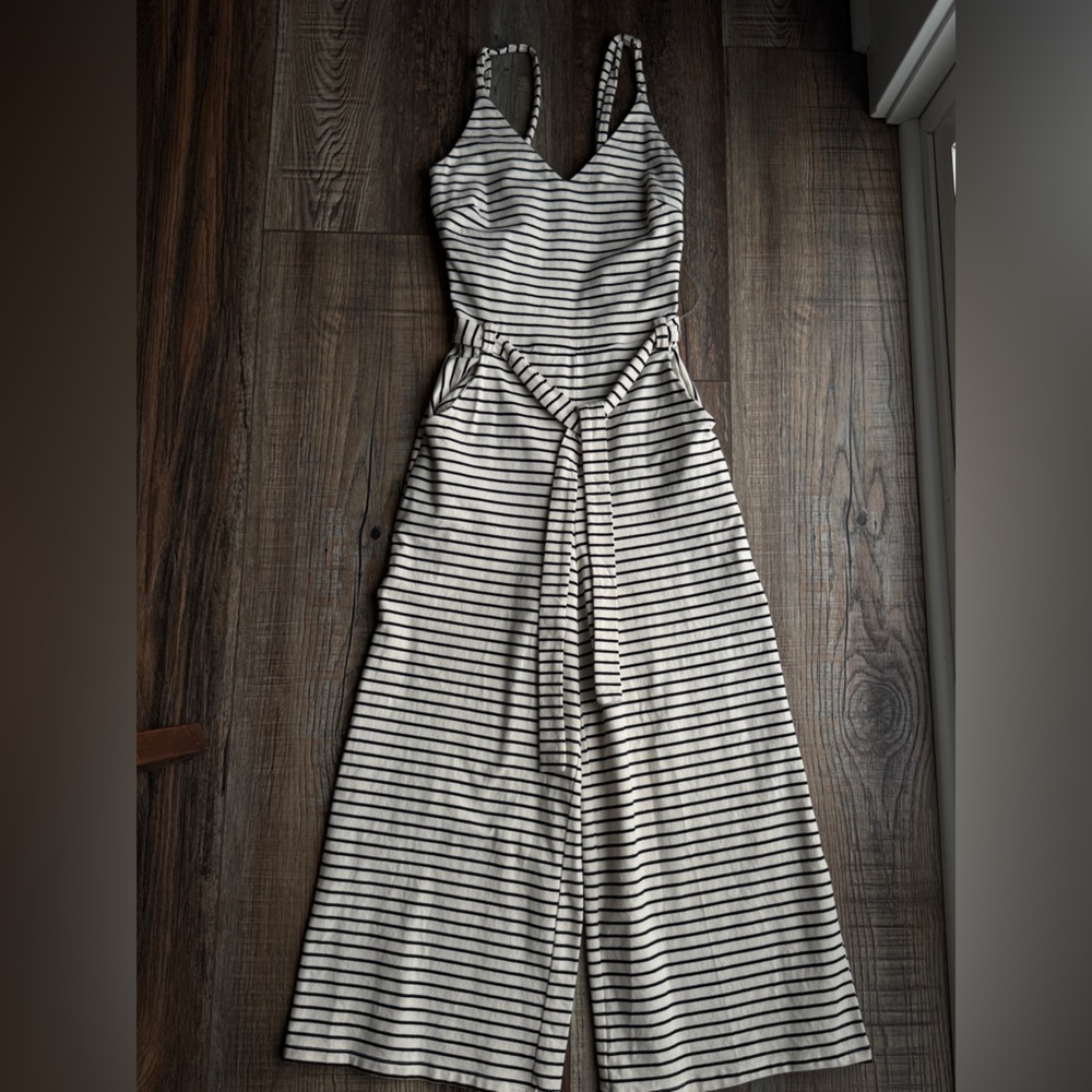 Striped Women's Jumpsuit - Black and White